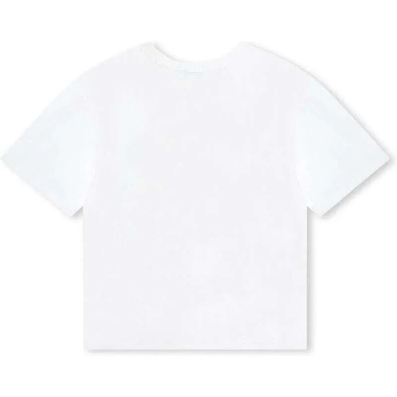 Girls White Graffiti Logo Short Sleeve T-Shirt