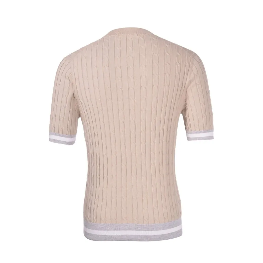 GRAN SASSO Cotton Cable Knit T Shirt LIGHT BEIGE