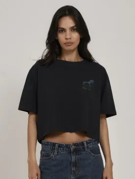 Majestic Merch Crop Tee - Twilight Black