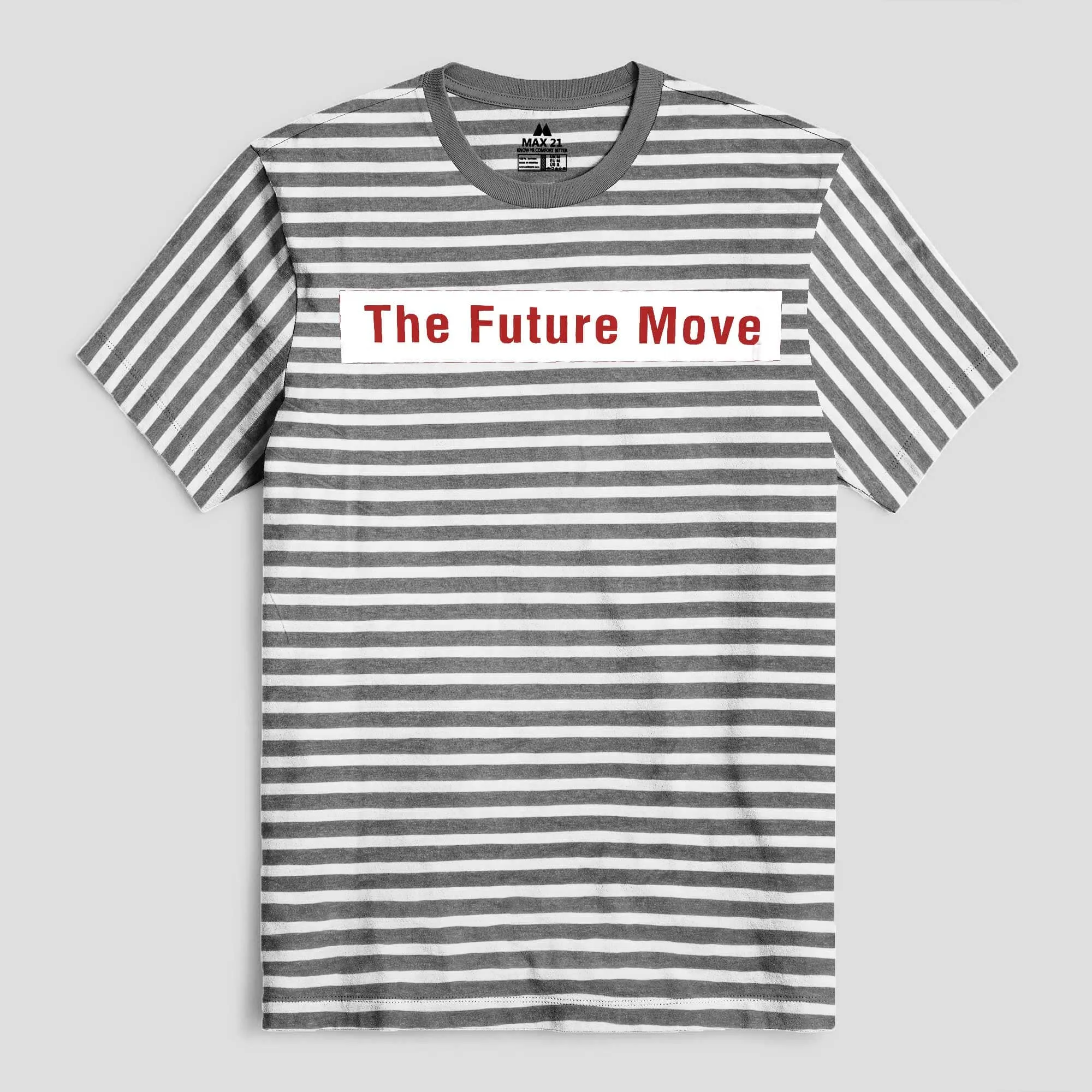 Max 21 Men's Future Move Printed Stripes Style Short Sleeve Tee Shirt