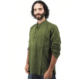 Men's Handmade Casual Boho Cotton Shirt Size S-M-L-XL Green