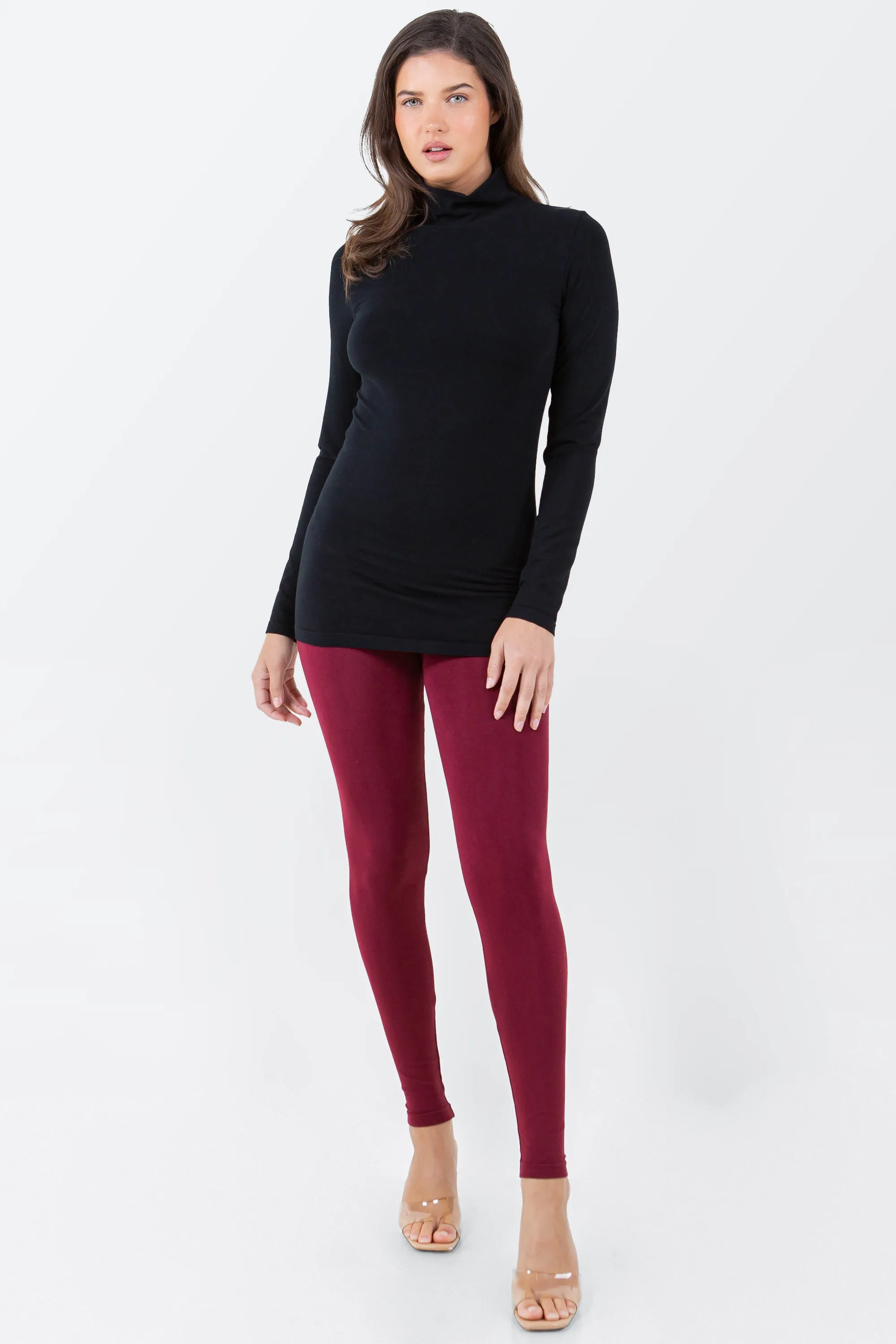 Mock Neck Long Sleeve Seamless Top