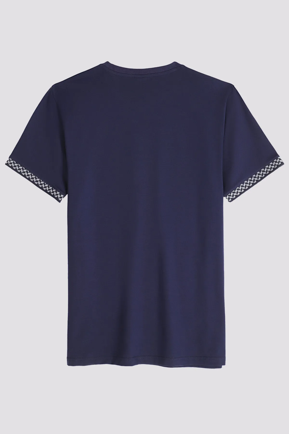 Navy Blue T-Shirt with Yarn Dyed Cuffs - A24 - MT0337R