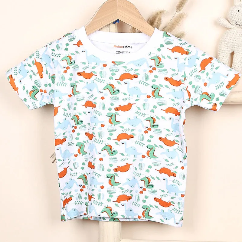 Organic Cotton Co-Ord Set For Kids | T-Shirt & Shorts | Dinosaur Printed | Green