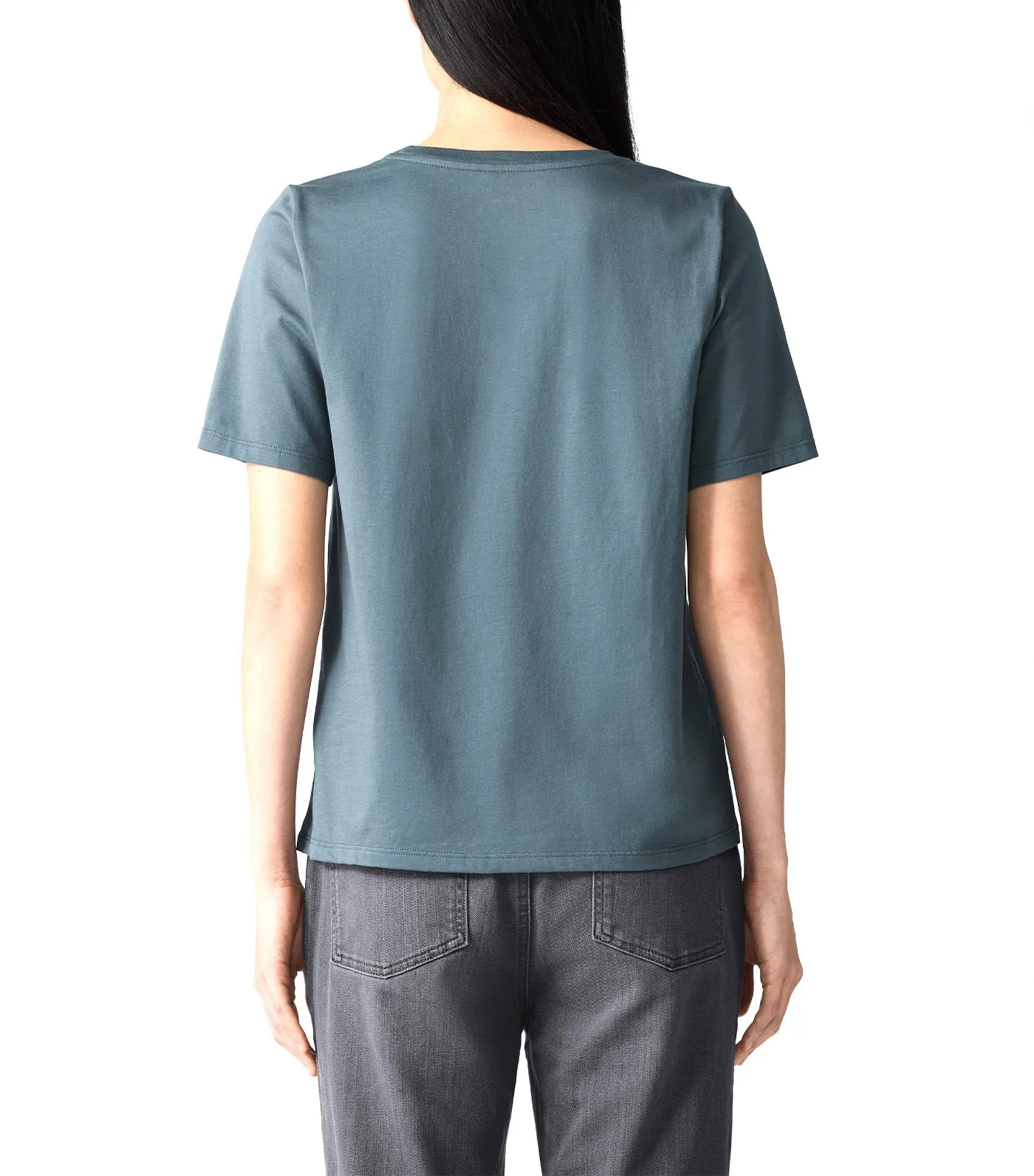 Organic Pima Cotton Jersey Round Neck Tee Eucalyptus