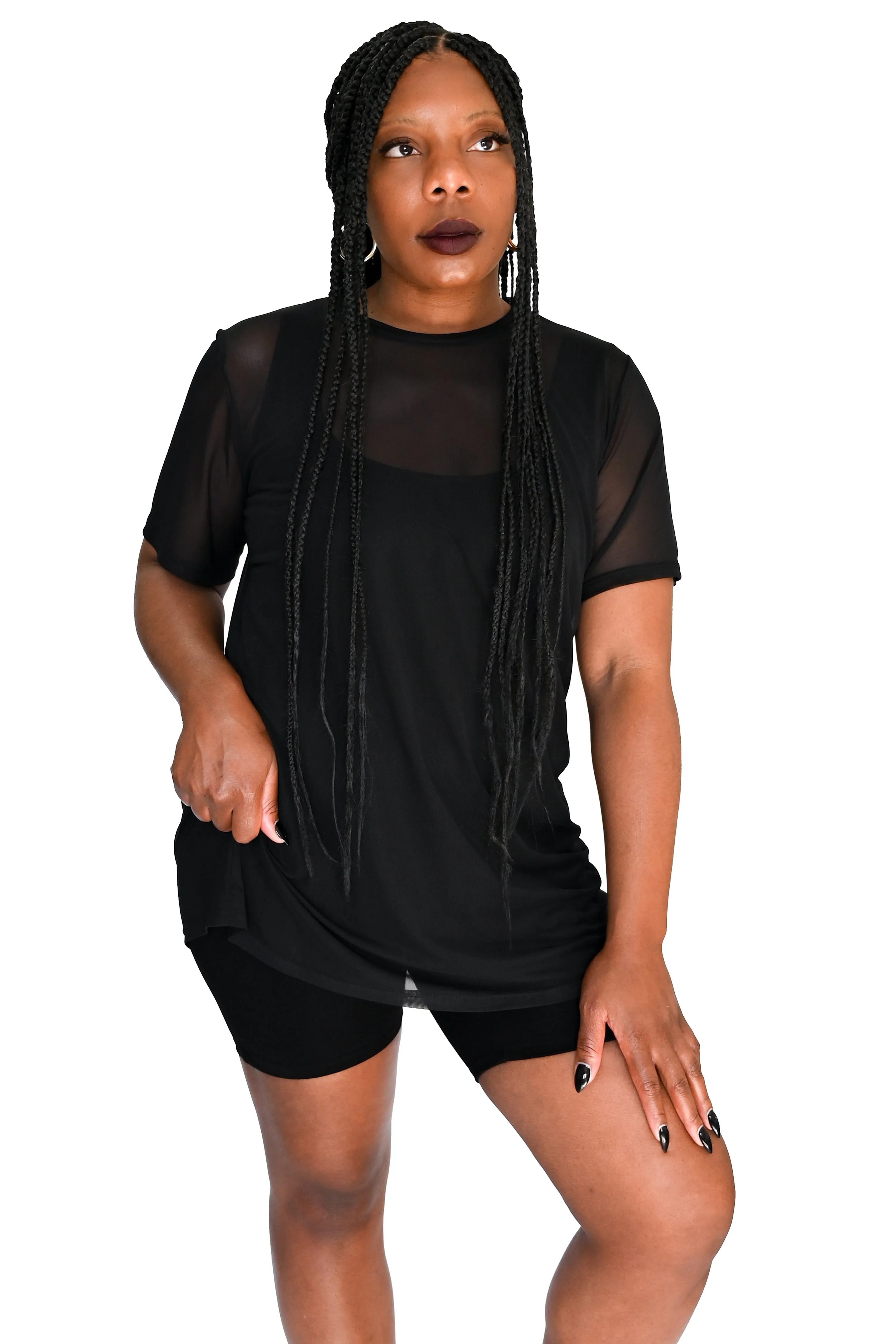 Oversized Mesh T-Shirt Tunic