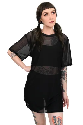 Oversized Mesh T-Shirt Tunic