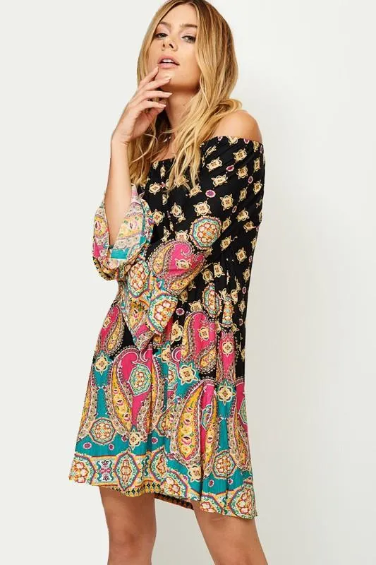 Paisley Dream Off Shoulder Tunic Dress