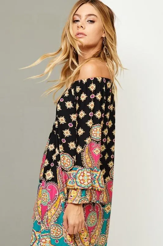 Paisley Dream Off Shoulder Tunic Dress