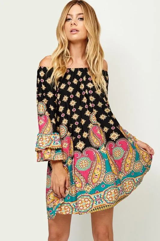 Paisley Dream Off Shoulder Tunic Dress