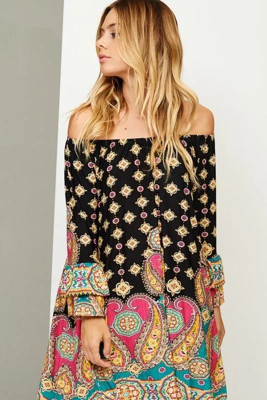 Paisley Dream Off Shoulder Tunic Dress