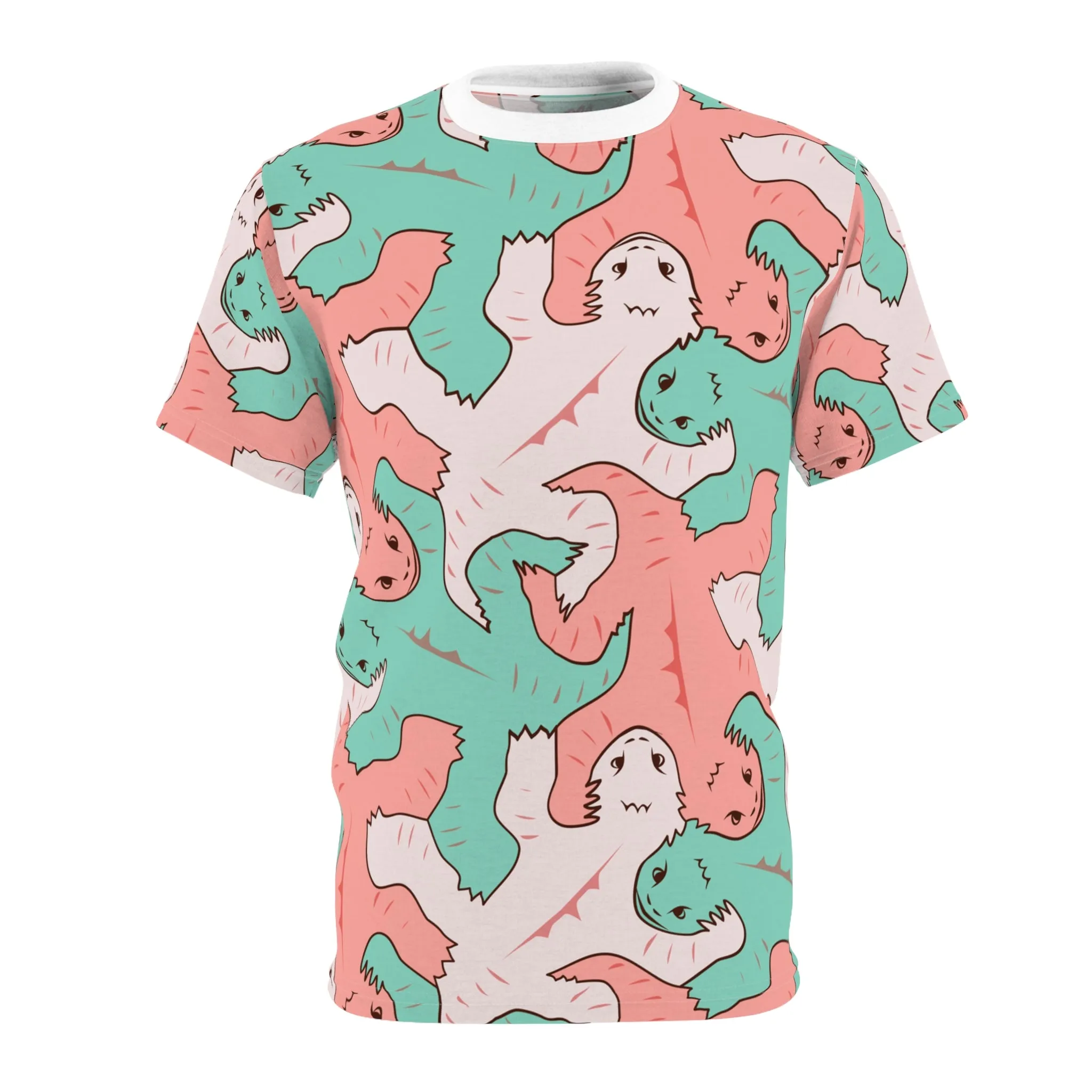 Pink & Green Lizard Tessellation Mens Unisex T-Shirt