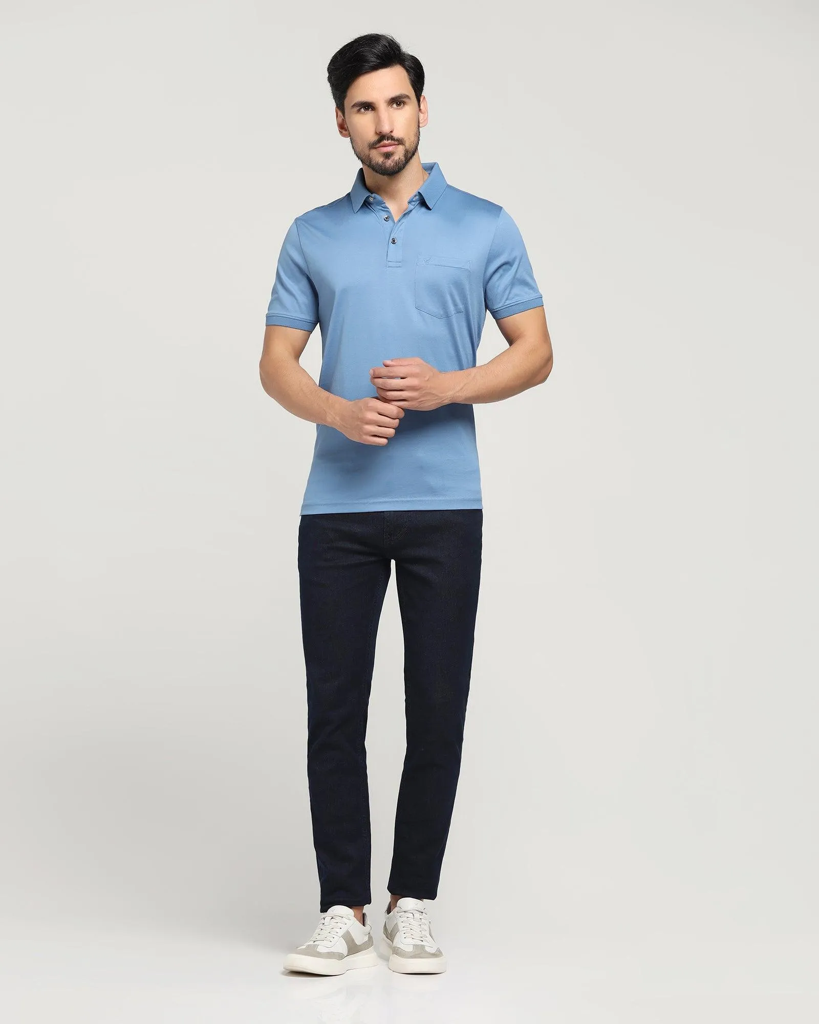 Polo Blue Solid T-Shirt - Tango