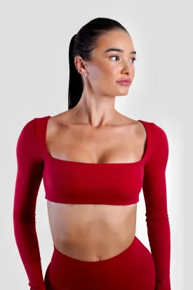 SLEEK LONG SLEEVE TOP - DARK RED