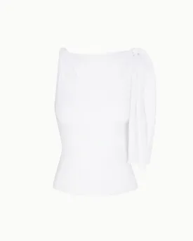 Sleek Stretch Knotted Top | Bright White