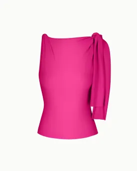 Sleek Stretch Knotted Top | Fuchsia