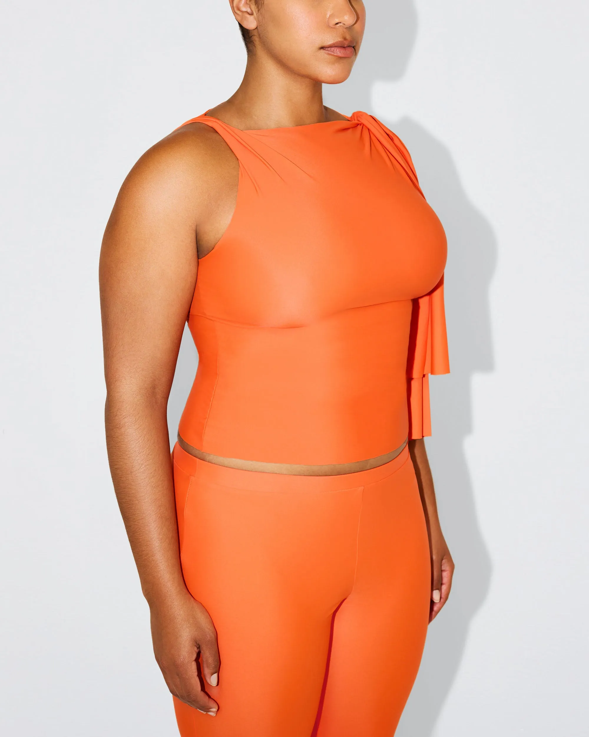 Sleek Stretch Knotted Top | Papaya