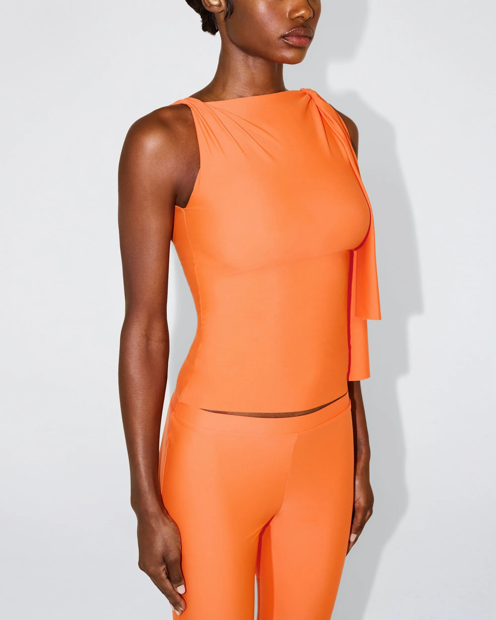 Sleek Stretch Knotted Top | Papaya