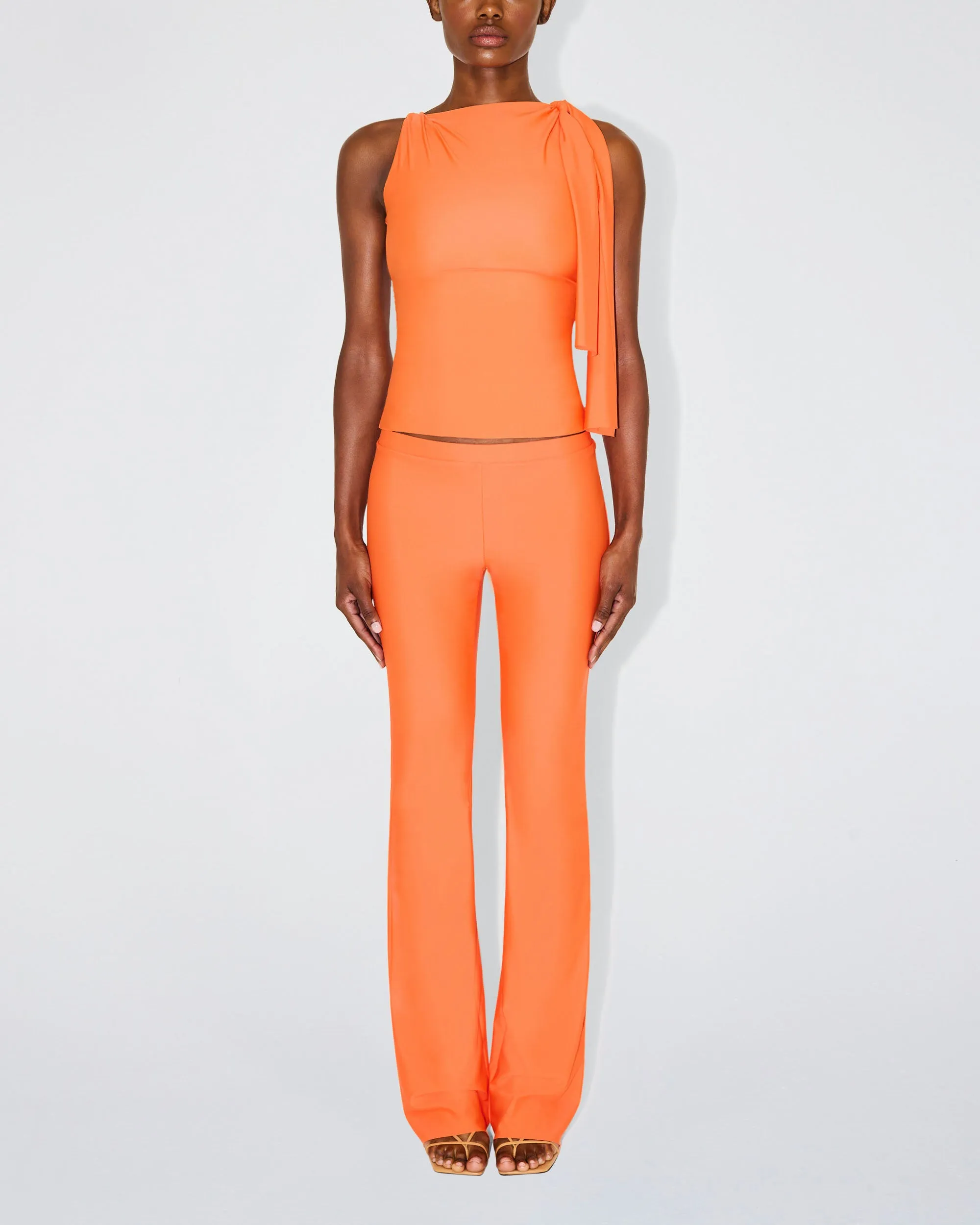 Sleek Stretch Knotted Top | Papaya