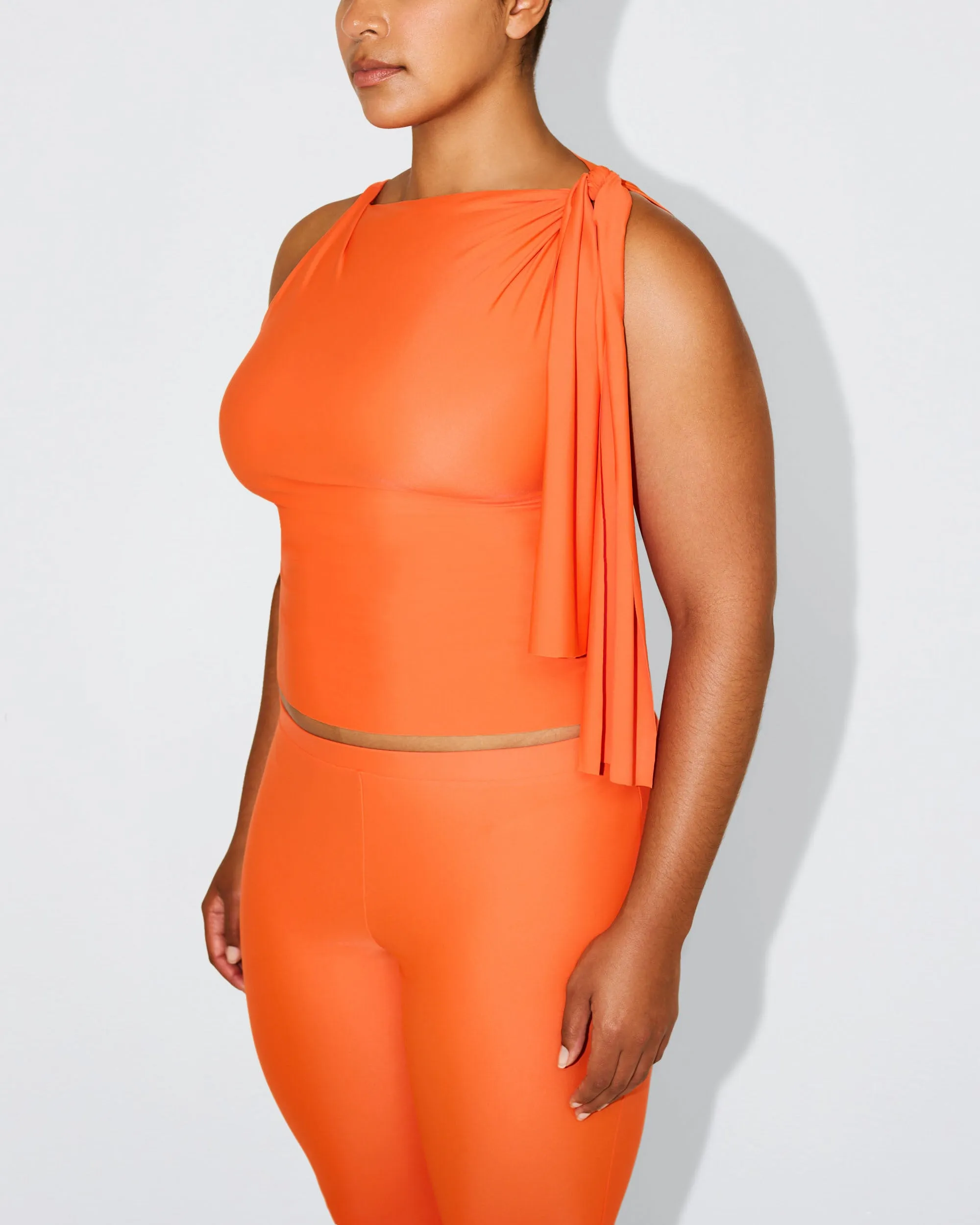 Sleek Stretch Knotted Top | Papaya