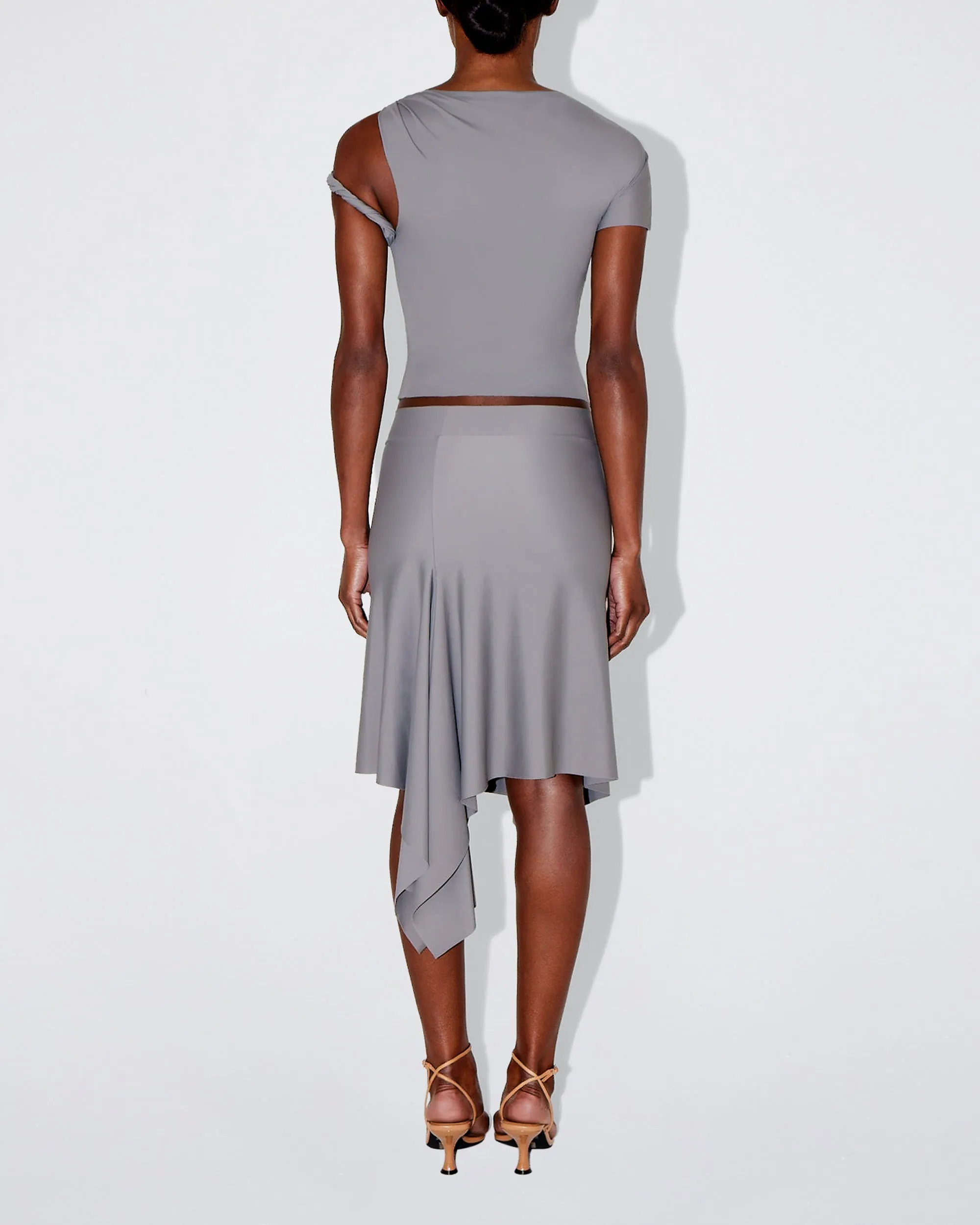 Sleek Stretch Twisted Top | Steel Grey