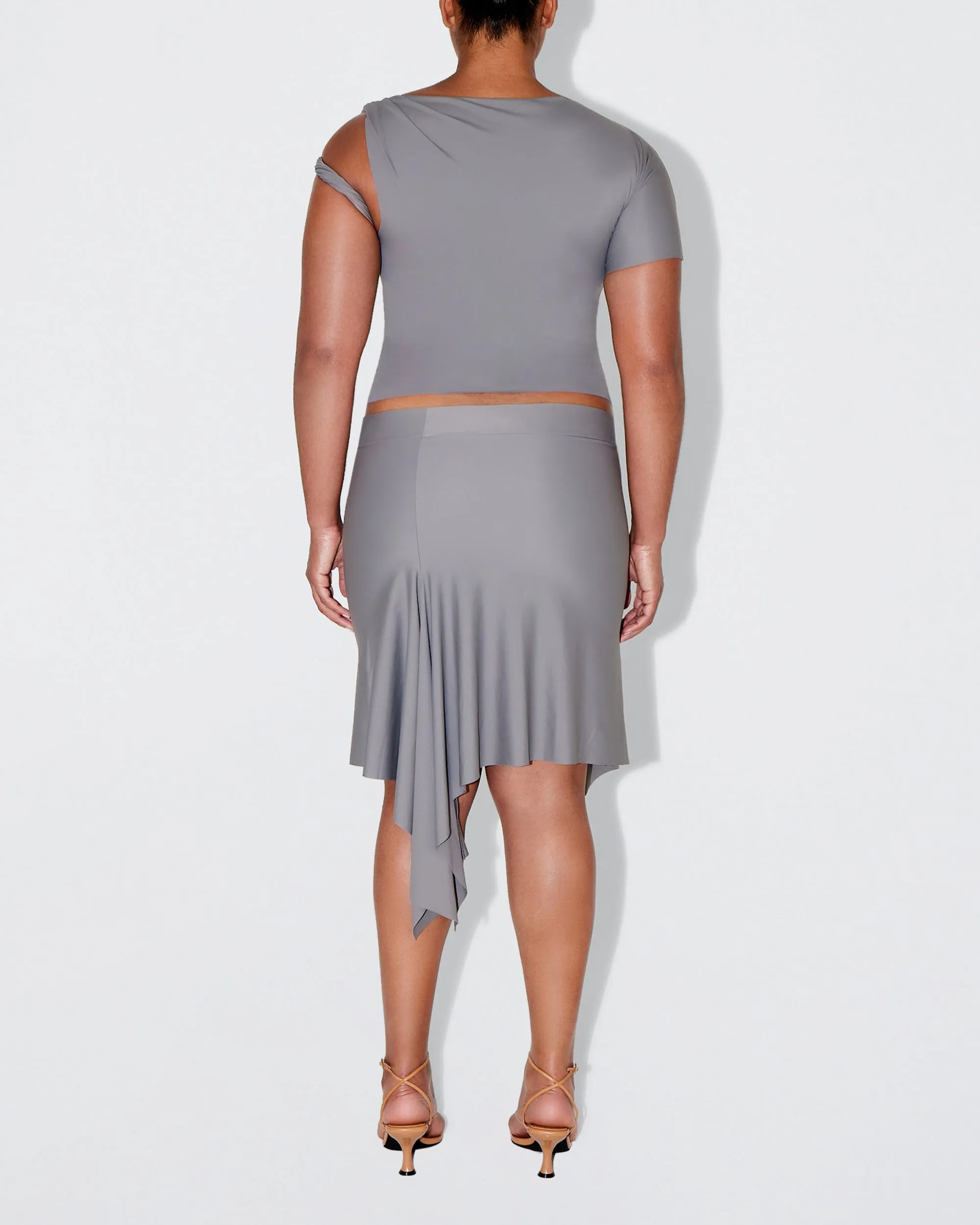 Sleek Stretch Twisted Top | Steel Grey