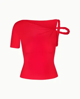 Sleek Stretch Twisted Top | Tomato