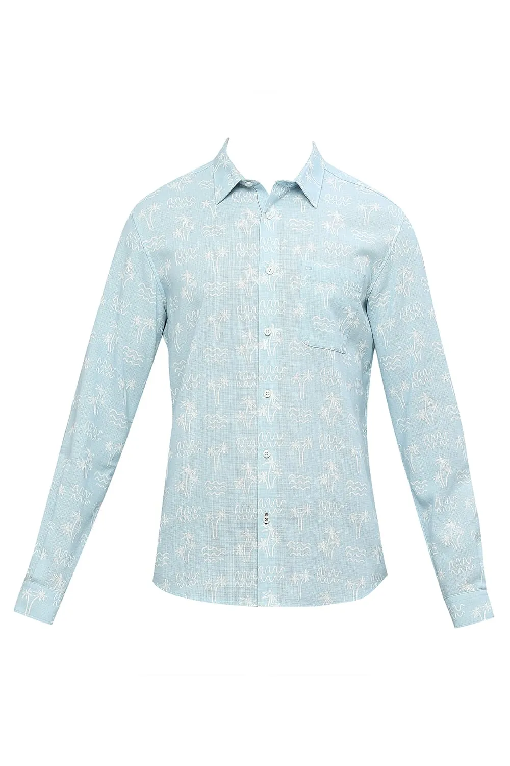 Slim Fit Cotton Hopsack Printed Shirt