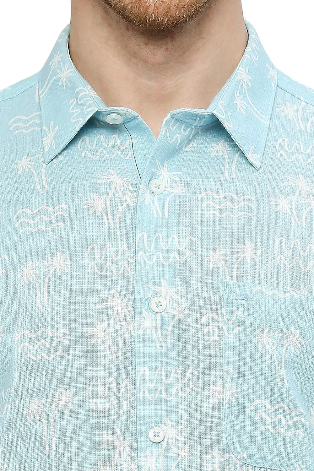 Slim Fit Cotton Hopsack Printed Shirt