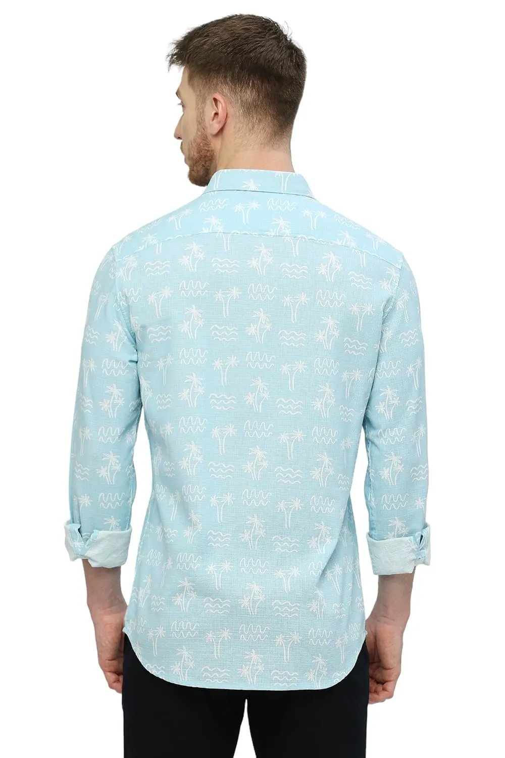 Slim Fit Cotton Hopsack Printed Shirt