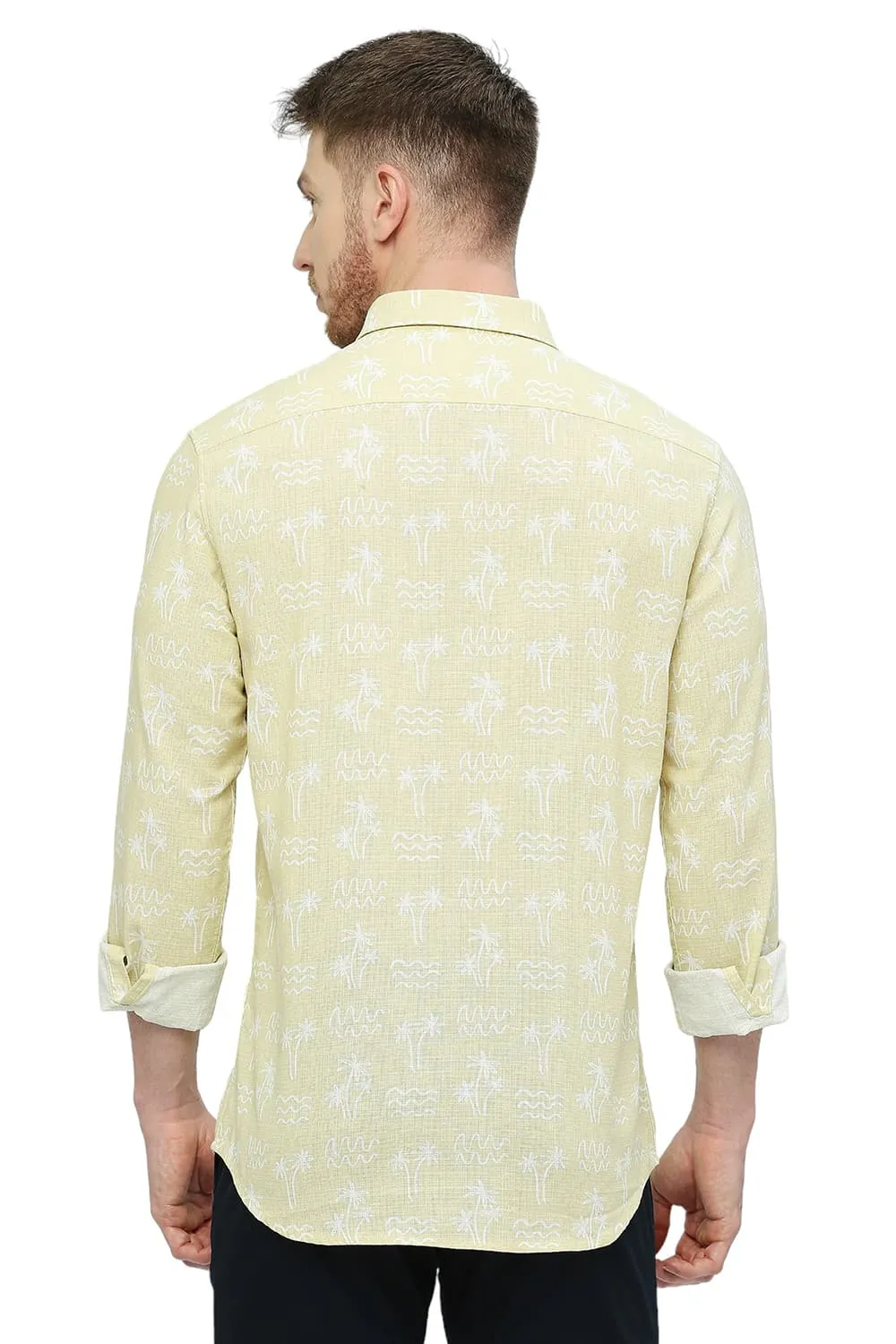 Slim Fit Cotton Hopsack Printed Shirt