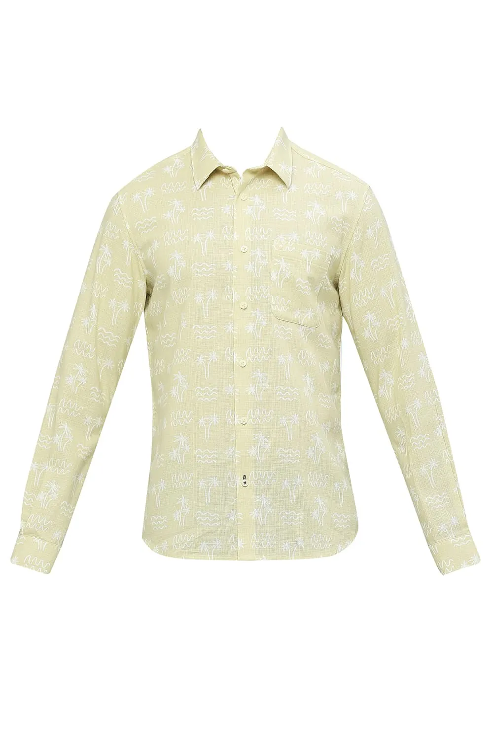 Slim Fit Cotton Hopsack Printed Shirt