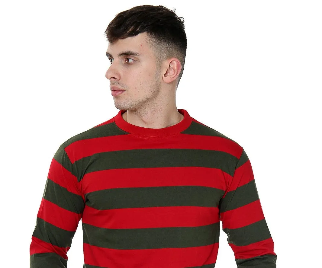 Star Unisex Red And Green Stripe T-Shirt - Full Sleeve Comfort in Festive Colors