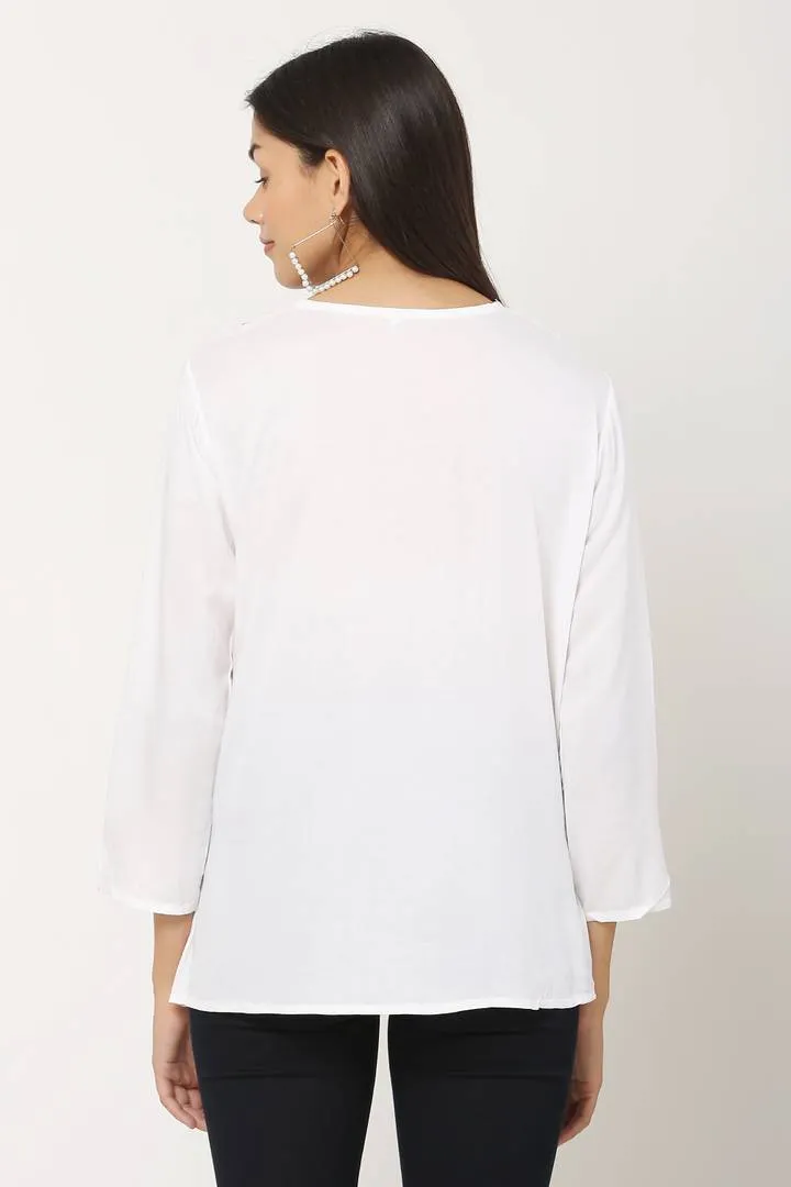 Stylish Embroidered Women White Top