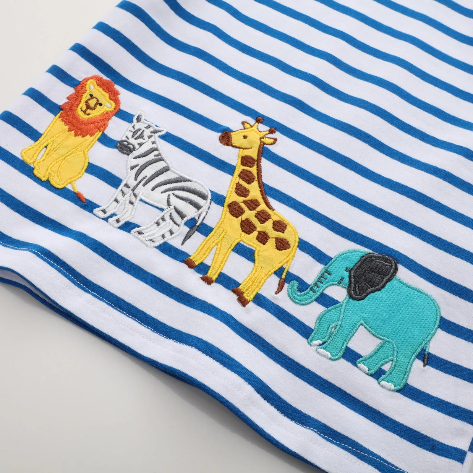 Toddler/Kid Animals Embroidery Blue Stripes T-shirt