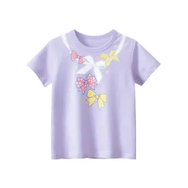 Toddler/Kid Girl Bows Print Purple T-shirt