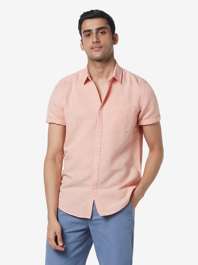 WES Casuals Coral Slim-Fit Shirt