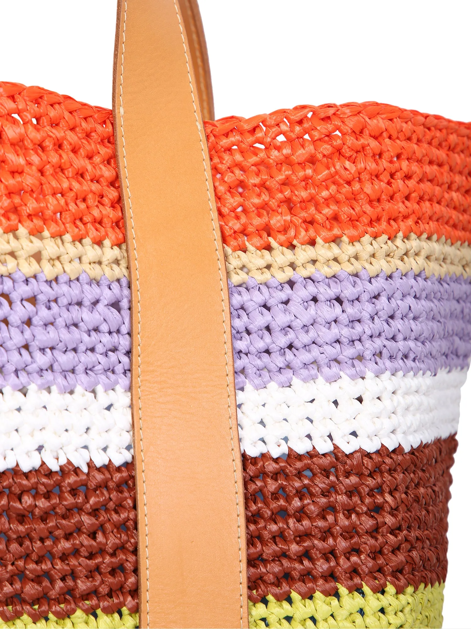 White and multicolored Raffia tote bag