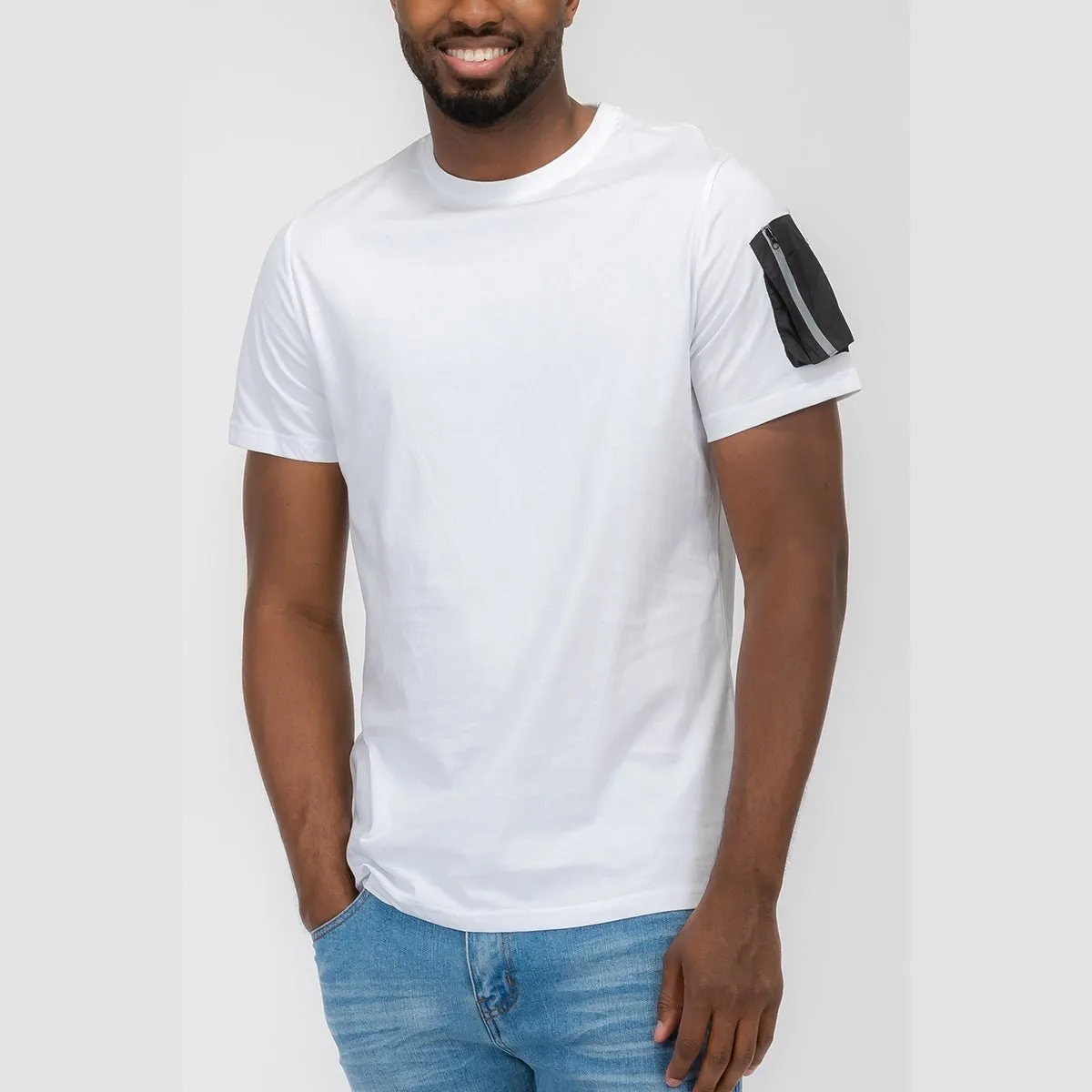 White Sleeve Pouch Tee