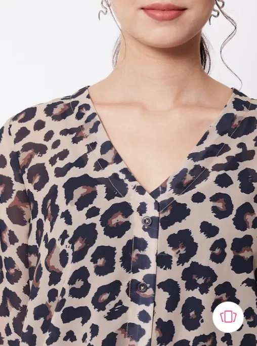 Women's Animal Print Extended Sleeves Top