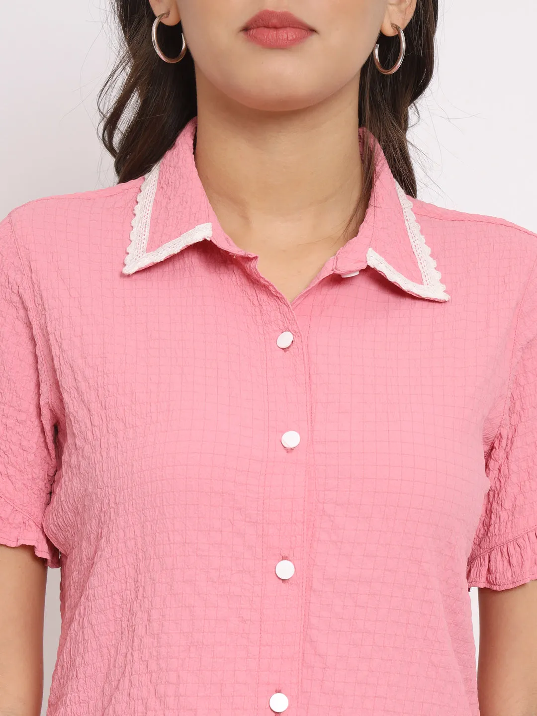 Women's Pink Shirt Style Top