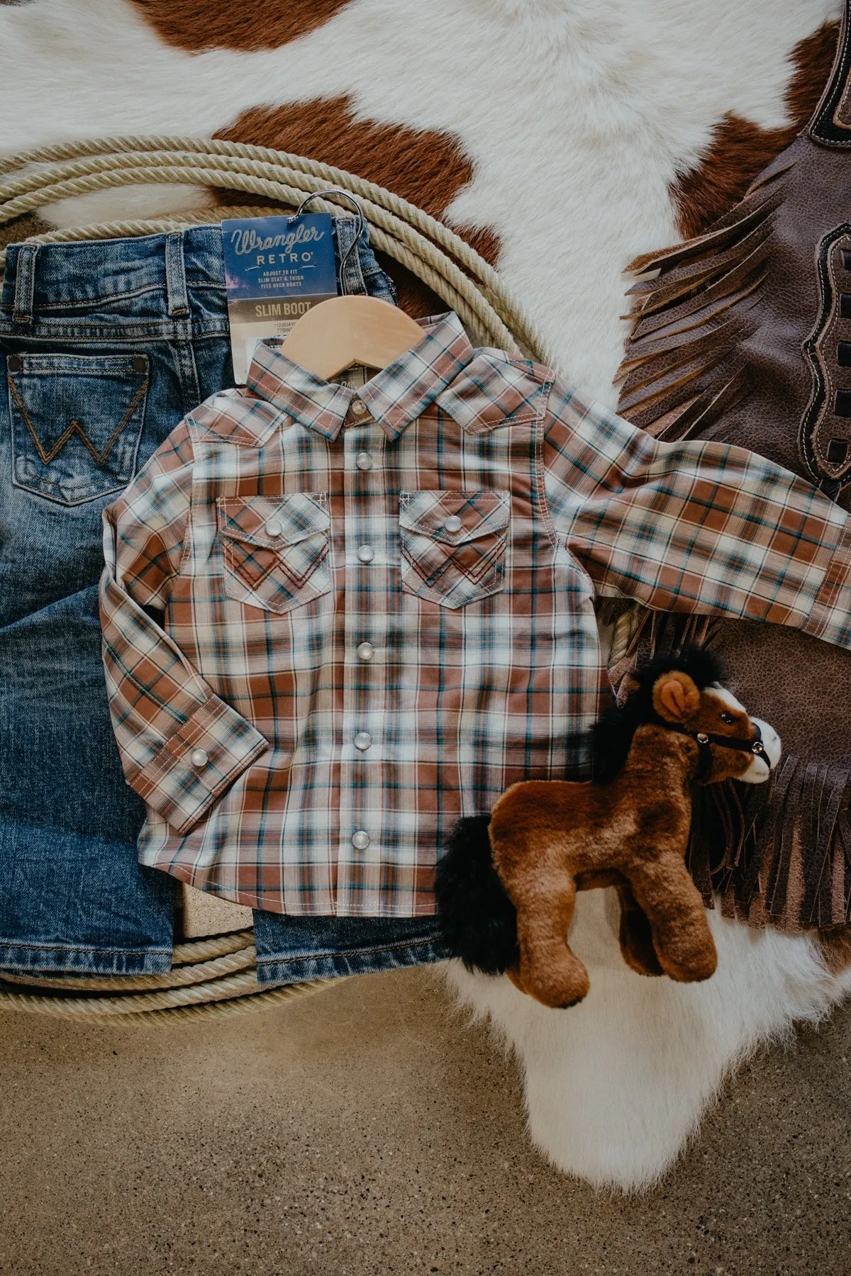 Wrangler Boy's Plaid Pearl Snap (0/3 - 4T)